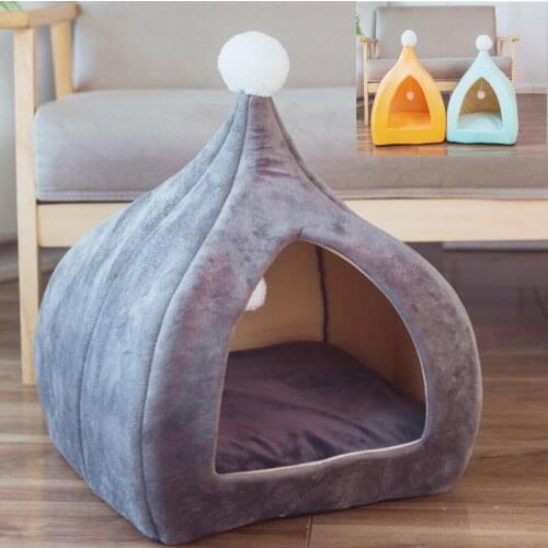 Fashion Style House for Cats Pet Bed Soft for Small Medium Dogs Kennel Kitten Accessories Sleeping Nest Winter Warm Cozy Cave