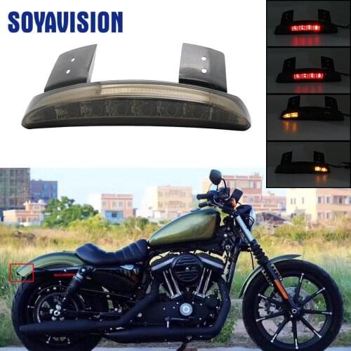 Motorcycle Chopped Fender Edge Tail Light Smoke Lens LED Red Stop Brake Rear Tail Light for Harley Sportster XL 883N 1200N