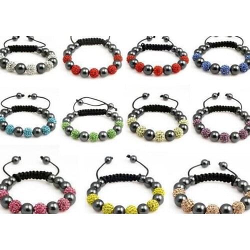 Can choose color 10mm micro pave CZ Disco Ball Beads mix multicolor Bracelet ndt34ift for crystal