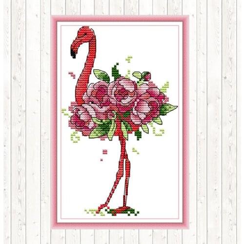 Beautiful Flamingo Joy Sunday Cross Stitch Kit Animals Patterns 14CT 11CT Counted Print Canvas for Embroidery Kit DIY Needlework