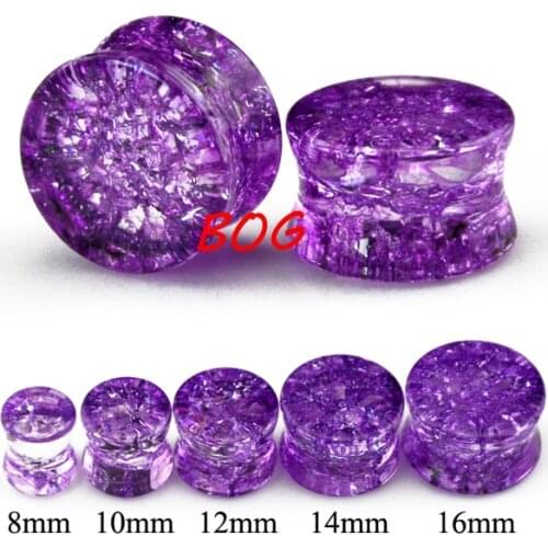 BOG-Lot 10 Pieces Shatter Crack Ear Gauge Plugs Set Broken Stone Double Flared Ear Saddle Gauge