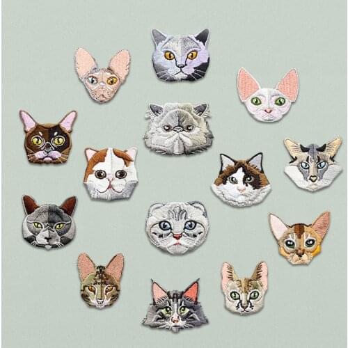 Pet Cat Iron on Patches Clothes Badges Backpack Patch Embroidery Applique Fabric Stickers DIY Hand-made Decorations for Clothes