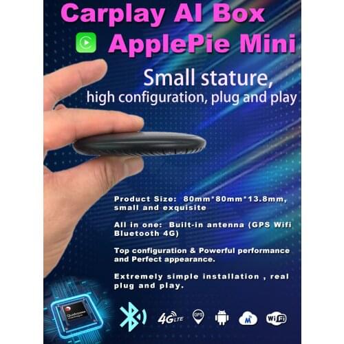 NAVLYNX ApplePie Mini Qualcomm 4+64 Wireless 4G Network Sim CarPlay AI Box for Ford Cadillac GMC Chevrolet Jeep Jaguar LandRover