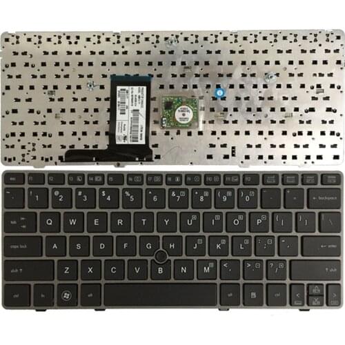 New US laptop Keyboard for HP Elitebook 2560 2560P 2570 2570P English keyboard with Gray border and Mouse pointer