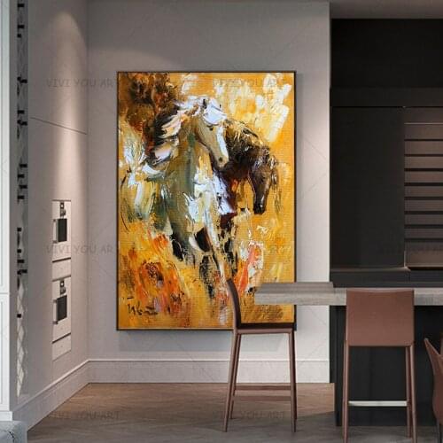 New Top Artist 100% Handmade High Quality Abstract Horse Oil Painting Handmade Canvas Oil Painting Wall Artwork Decoration
