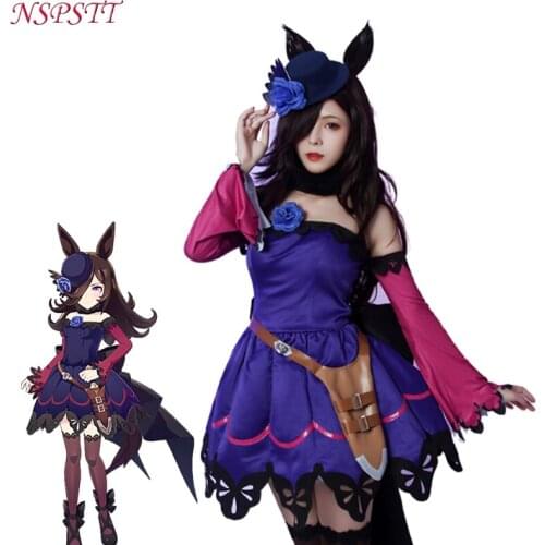 NSPSTT Rice Shower Cosplay Costume Uma Musume Pretty Derby Cosplay Costume Anime Halloween Outfit Cosplay with Hat Full Set