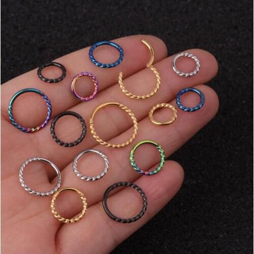 Stainless Steel Opening Stainless Steel Hinged Segment Clicker Ring Nose Septum Piercing Helix Cartilage Daith Twist Hoop
