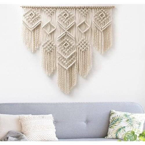 100x110cm Macrame Wall Hanging Hand-woven Pendant Boho Woven Tapestry Bohemian Crafts Room Decoration Gorgeous Tapestry