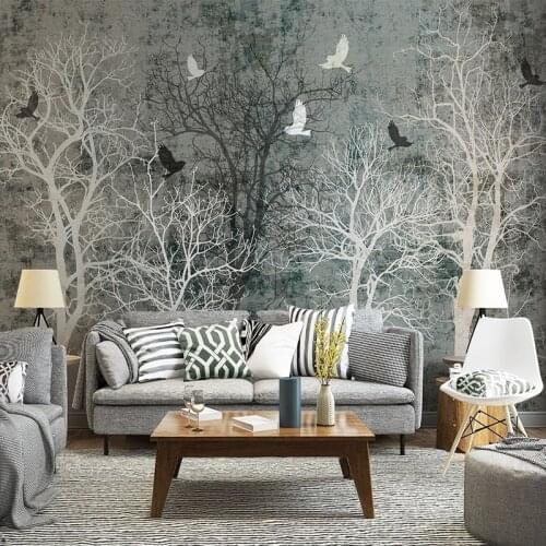 Custom Photo Wallpaper Modern Forest Branch Bird Tree Retro Mural Living Room TV Sofa Bedroom Background Wall Papel De Parede 3D