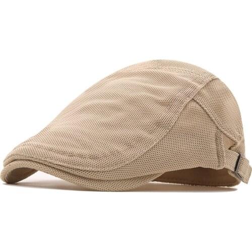 Simple Spring Summer Mens Beret Solid Color Hollow Mesh Cap Breathable Adjustable ladies Sun Hat