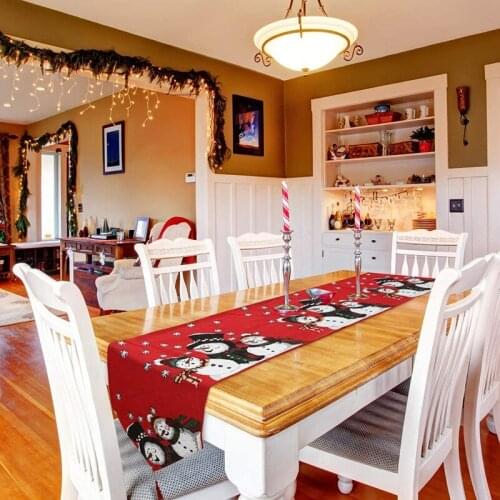 Christmas Table Ornaments Table Flag Tablecloth Printed ELK Snow Tree Tableflag Festival New Year Party Home Decor 170*35cm