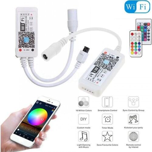 LED Strip Light WiFi / Bluetooth RGB / RGBW Controller DC 5V 12V 24V Android IOS APP Amazon Alexa Google Magic Home IR Control