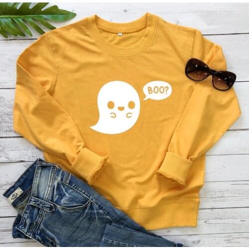 Halloween Ghost Sweatshirt BOO Sweatshirts Holiday Sweaats women FALL and Winter fashion casual 100%cotton Unisex Pullovers