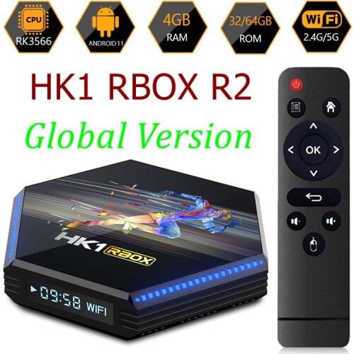5PCS Android 11.0 TV BOX HK1 RBOX R2 RK3566 64bits 4GB 8GB DDR4 32GB 64GB 2.4G 5G WiFi 1000M LAN Bt 4K HD Media Player