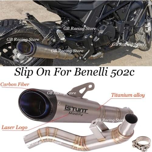 Slip On For Benelli 502c Motorcycle Exhaust System Modified Exhaust Muffler Titanium Alloy Carbon Fiber Middle Connecting Tube