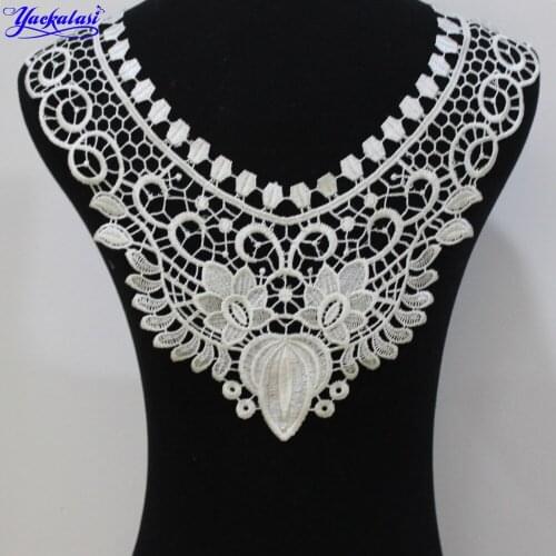 YACKALASI Garment Lace Collar 3d Floral Patches Print Flower Appliqued Sewing Trims For Dress Back