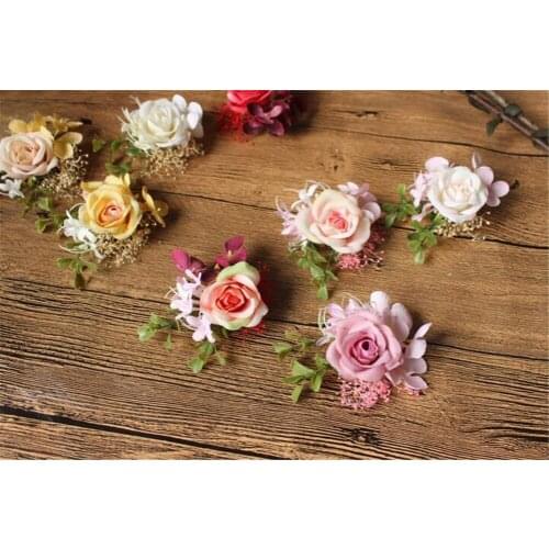 Rose Flower Hair Clip Women Bridal Wedding Hair Accessories Handmade Headband Girls Head Wear Ornaments B1501