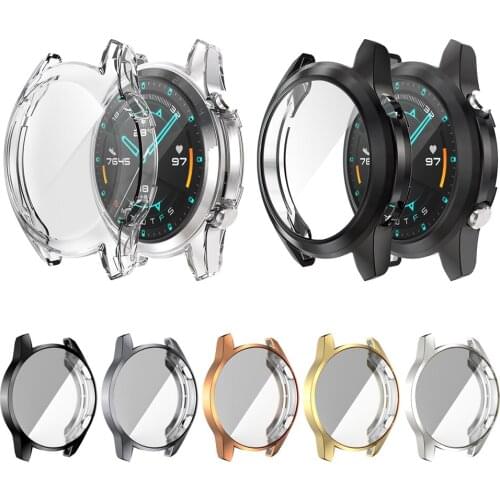 Plating Shell TPU Case For HUAWEI WATCH GT 2 46mm 42mm Silicone HD Full Screen Protection Cover for GT2 Sport Classic Edition