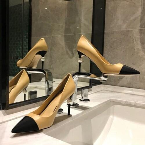 Women Genuine Leather Pointed Toe Pumps Luxury Designer Brand Ladies Shoes 2021New Fashion High Thin Heels Casual Pumps Shoes