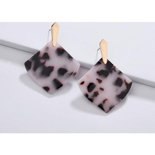 2020 New acrylic leopard print sheet Square Kite Stud Earring for Girl