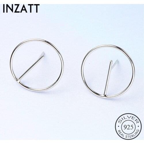INZATT Cute Real 925 Sterling Silver Round Stud Earrings Exquisited Small Hollow High Quality Jewelry Accessories For Women