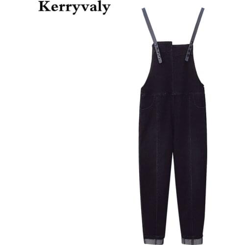 New Big Size Loose Black Strap Jeans Bodycon Jumpsuit for Women Rompers Female Overalls Ropa De Mujer K9205