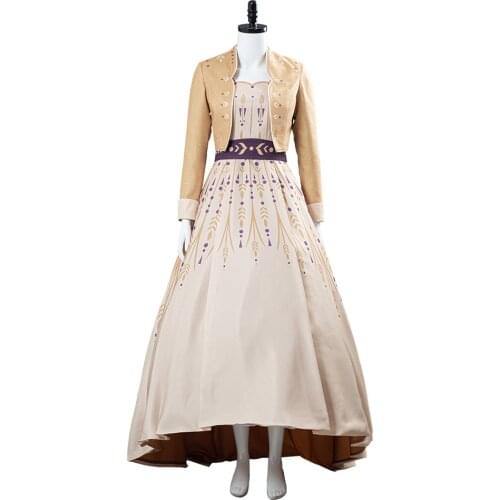 Elsa Anna Dress Cosplay Costume Adult Girls Women Long Dresses Gown Halloween Carnival Costume
