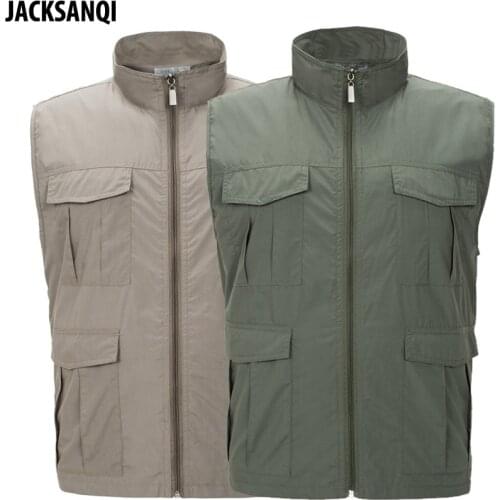 JACKSANQI Mens Sports Waistcoats Outdoor Quick Dry Vest Male Sleeveless Photographer Jacket Hiking Fishing Camping Coats RA291