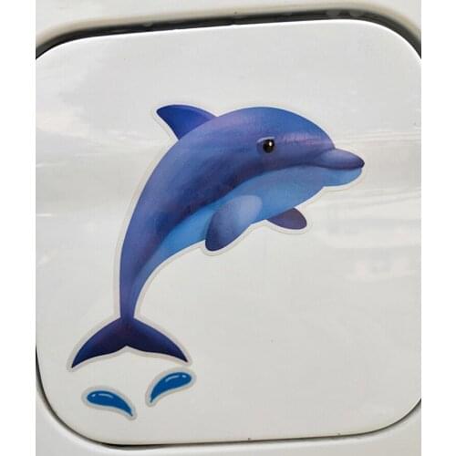 ZTTZDY 12.3cm*12cm Cartoon Funny Blue Dolphin Playing Decal PVC Car Sticker YJ1-0095