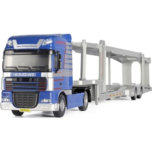 1:50 Platform Vehicle Model Alloy Diecast Double-Deck Car Transporter Flat-Bed Trailer Truck Toys For Kids Christmas Gift