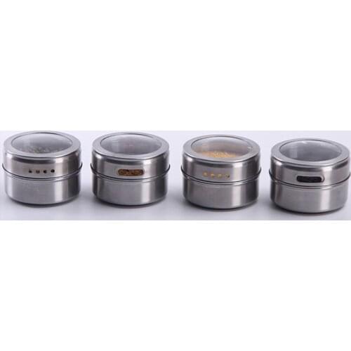 1Pcs Spice Jars Set 6.5*4.5CM Stainless Steel Salt and Pepper Shakers Spice Rack Seasoning Box Condiment Container
