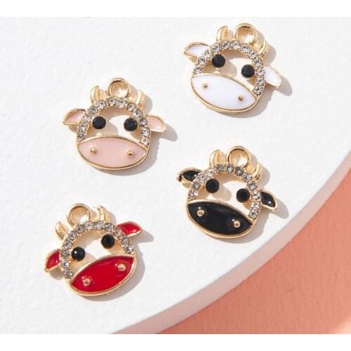 10Pcs Enamel Gold Color Ox Charms Pendant for Jewerly DIY Making Bracelet Women Earrings Necklace Accessories Findings Craft