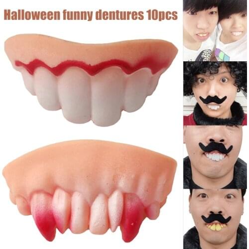 10 PCS Funny Fake Teeth Halloween Costume Party Ugly Tooth Decay Tricky Cosplay LBV