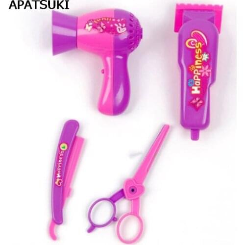 4pcs/lot Kids Play House Toys Doll Accessories Handmade Dolls Plastic Haircut Sets For Barbie Dolls For Kali dolls