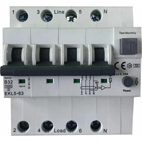 40A /63A 30mA 2P 4P Type A RCBO with Overcurrent Protection