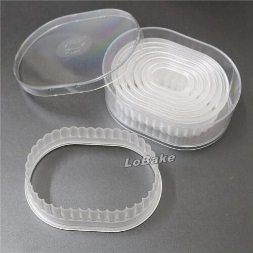 7pcs/set) Fluted Edge Ellipse shaped Transparent Polycarbonate Plastic Cake custom press cooking for cookie mold cooking set