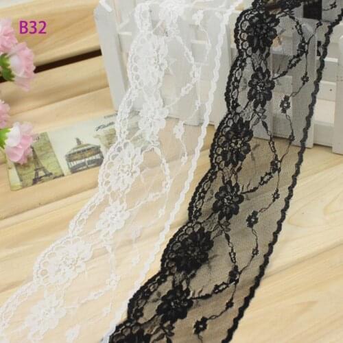 White Black Lace Trim Width 90MM DIY Embroidered Net LaceTrimmings Fabric DIY Patchwork Crafts Lace Trims scrapbooking B32