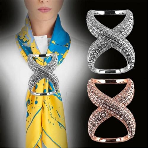 Women Brooch Shawl Buckle Scarves Fastener Crystal Silk Scarf Clip Buckle Holder Jewelry Gift Accessories Cheap Wholesale