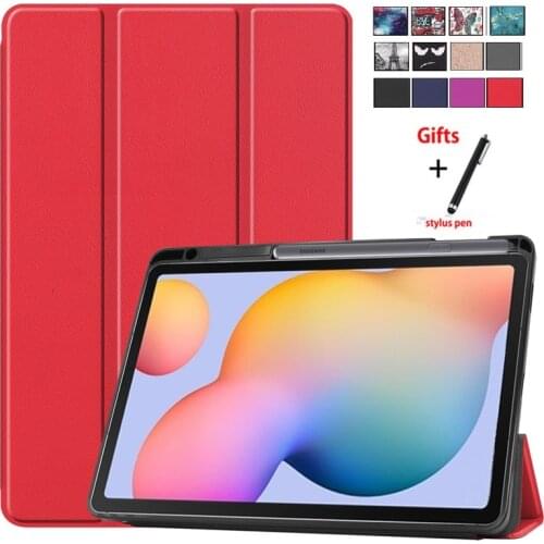 Tablet Case with Pencil Holder for Samsung Galaxy Tab S6 Lite 10.4 Inch 2020 SM-P610 SM-P615 Shockproof Case Tri-Fold with Film