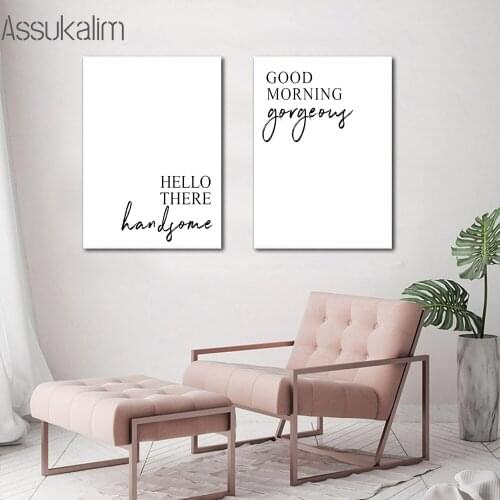 Black And White Canvas Painting Good Morning Quote Wall Poster Minimalist Art Prints Nordic Wall Pictures For Living Room Decor