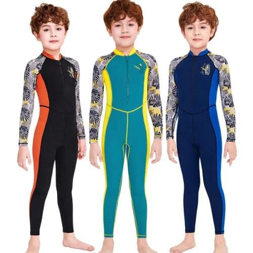 Kids Full Bathing Suit for Water Sport, Warmth and Sun Protection Rashguards Sunsuit Swimwear Boys Girs Front Zip Long Sleeve