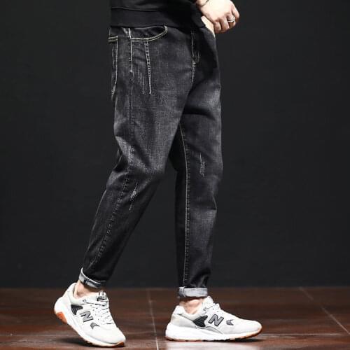 2022 Spring Fashion Streetwear Men Jeans Loose Fit Vintage Harem Pants Multi Pockets Denim Cargo Pants Slack Bottom Large Size