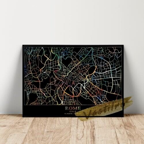 World City Map Poster, Rome Geography Location Art Prints, Black Color Line City Wall Art, Italy Capital Wall Picture, Idea Gift