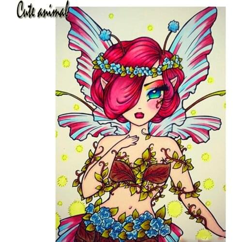 DIY Diamond Painting Cartoon butterfly fairy girl Cross Stitch Needlework Diamond Embroidery Mosaic Full Square Drill 5D Art
