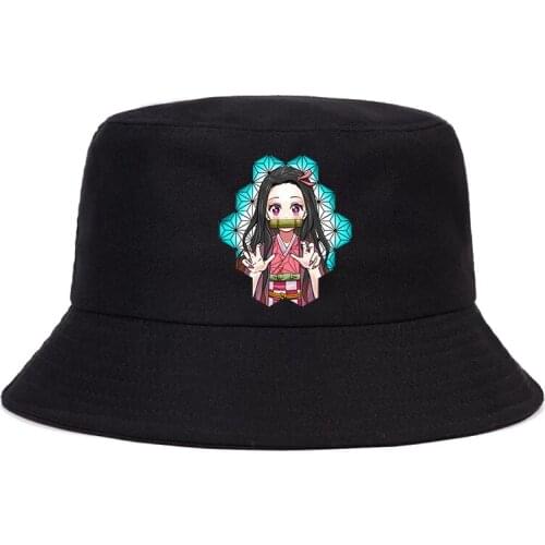 Demon Slayer Kimetsu No Yaiba Hats for Women Fashion Caps Anime Bucket Hat Unisex Fisherman Hat Cartoon Sun Protection Hat
