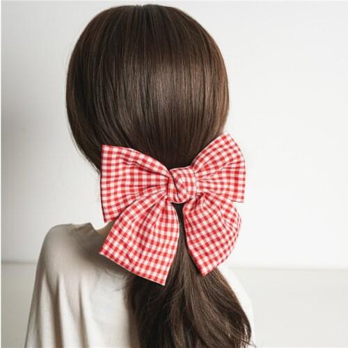 Plaid Big Bow Hair Barrette Headwear Hair Pin Ponytail Holder Hair Accessories
