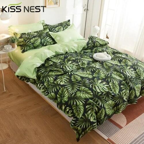 2/3Piece Nordic Green Leaf Printed Pattern European Style Twin Size Bedding Set,Duvet Cover Set 220x240 200x200,For Home Bedroom