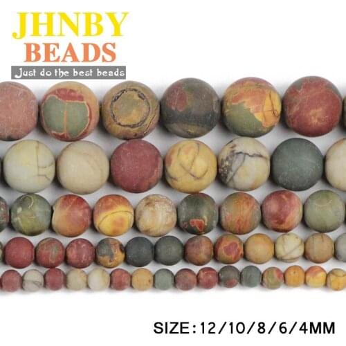 JHNBY Matte Picasso stone Top quality Natural Stone Round Loose beads ball 4/6/8/10/12MM Jewelry bracelet making accessories DIY
