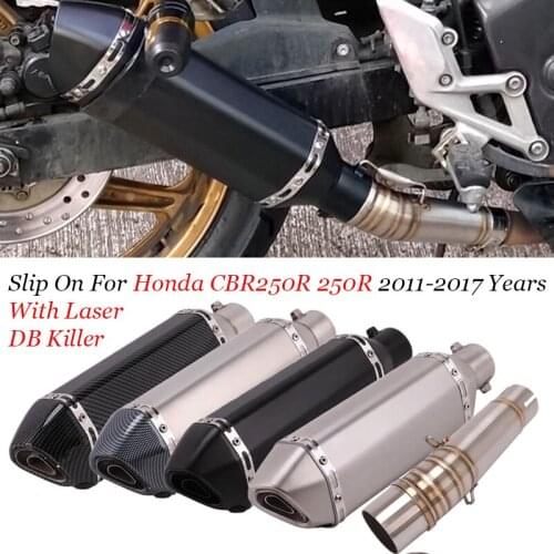 Motorcycle Exhaust Modified Escape Muffler DB Killer Middle Connecting Link Pipe Slip On For Honda CBR250R 250R 2011-2017 Years