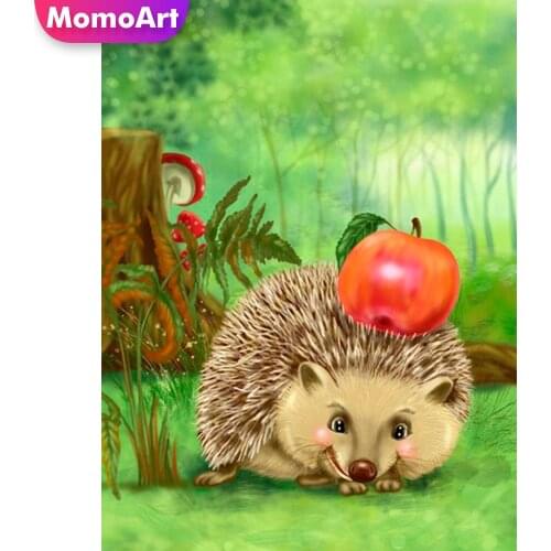 MomoArt Diamond Mosaic Hedgehog Cross Stitch Kits DIY Diamond Embroidery Animal Rhinestones Art Painting Cartoon Handmade Gift